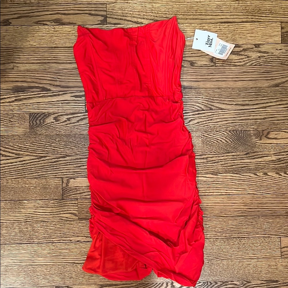 Elegant Tiger Mist Red Strapless Corset Dress